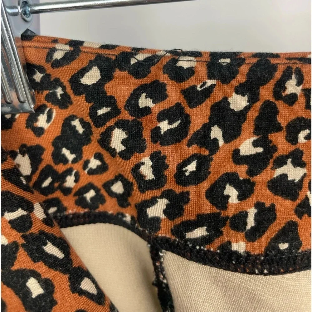 Free People Orange Black‎ Leopard Print Zip Front Biker Shorts
